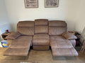 Furniture Village Tan 3 Seater Electric Recliner Sofa
