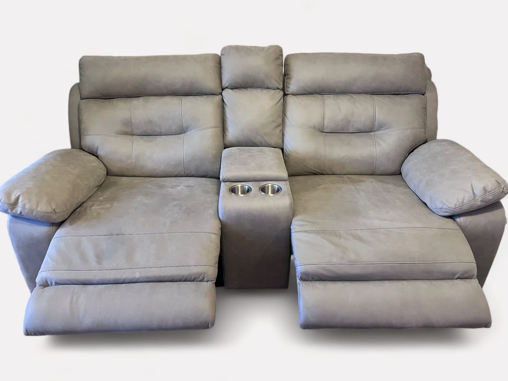 SCS Grey Suede Soft Touch Recliner Sofa