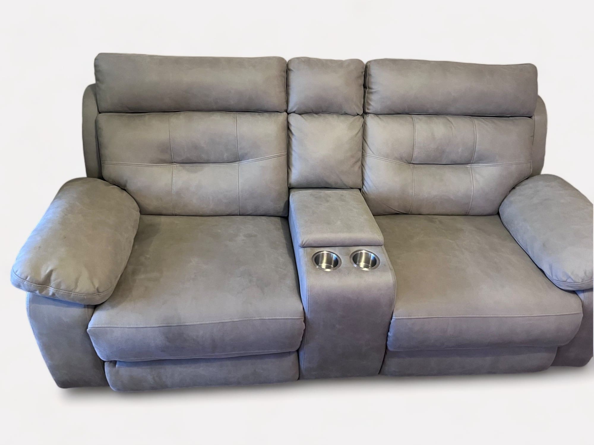 SCS Grey Suede Soft Touch Recliner Sofa