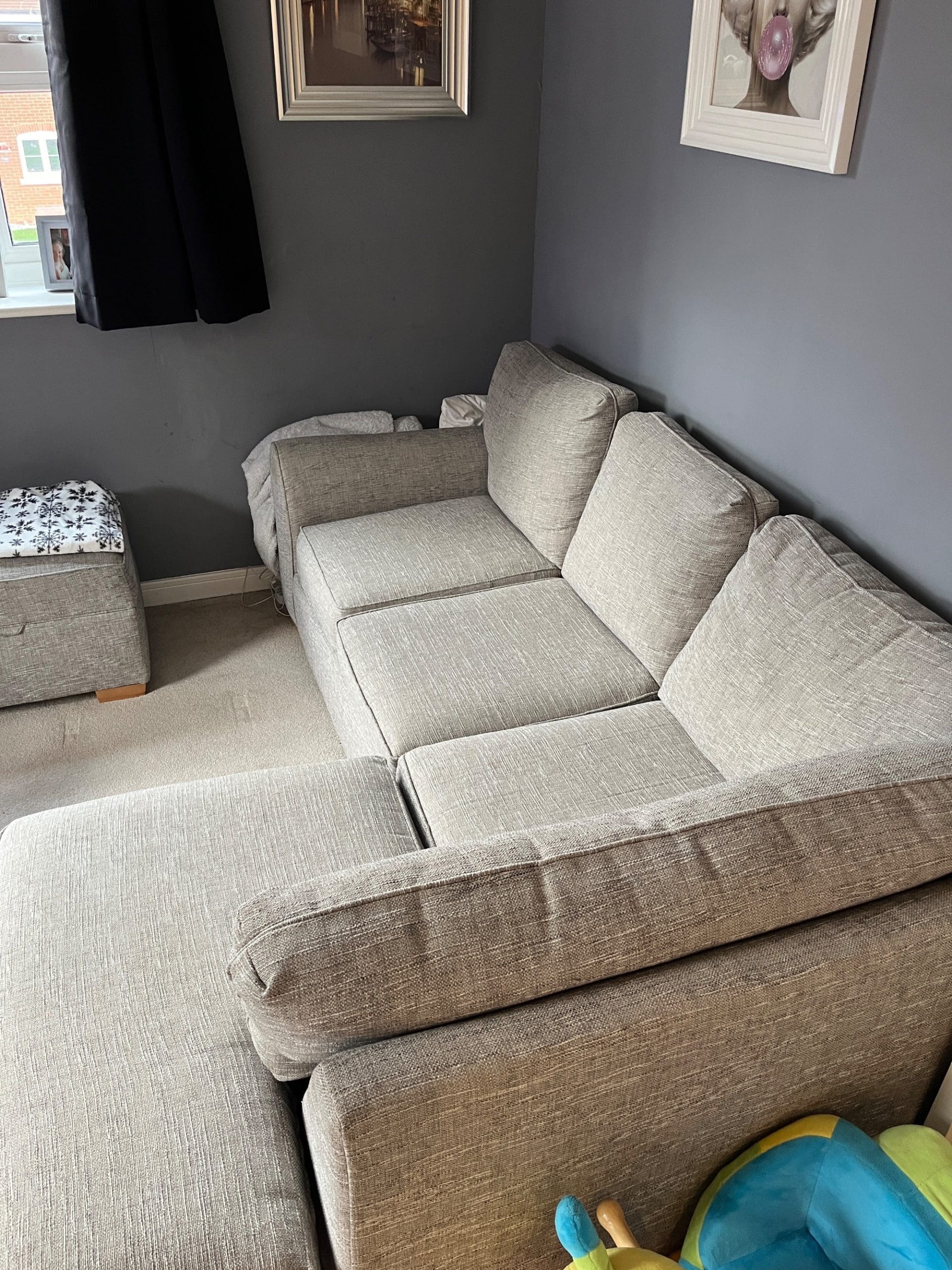 Next Light Grey Corner Sofa with Footstool