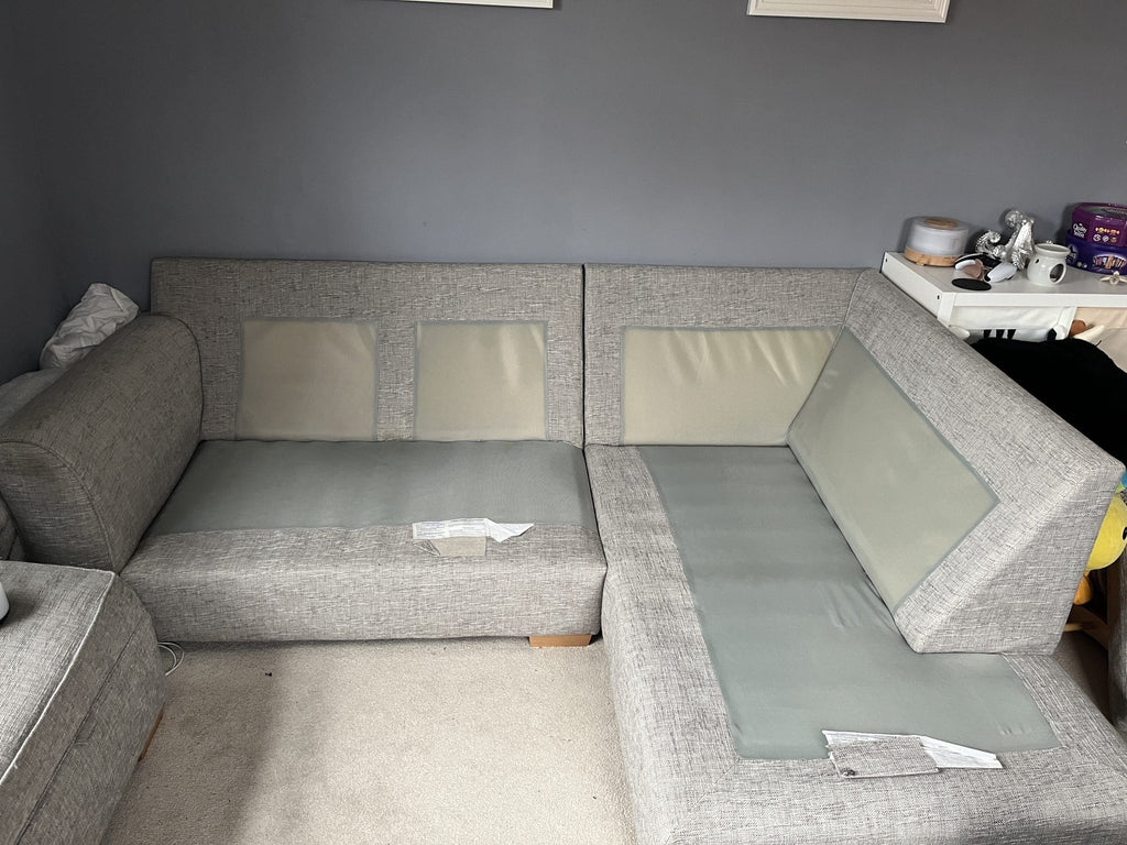 Next Light Grey Corner Sofa with Footstool
