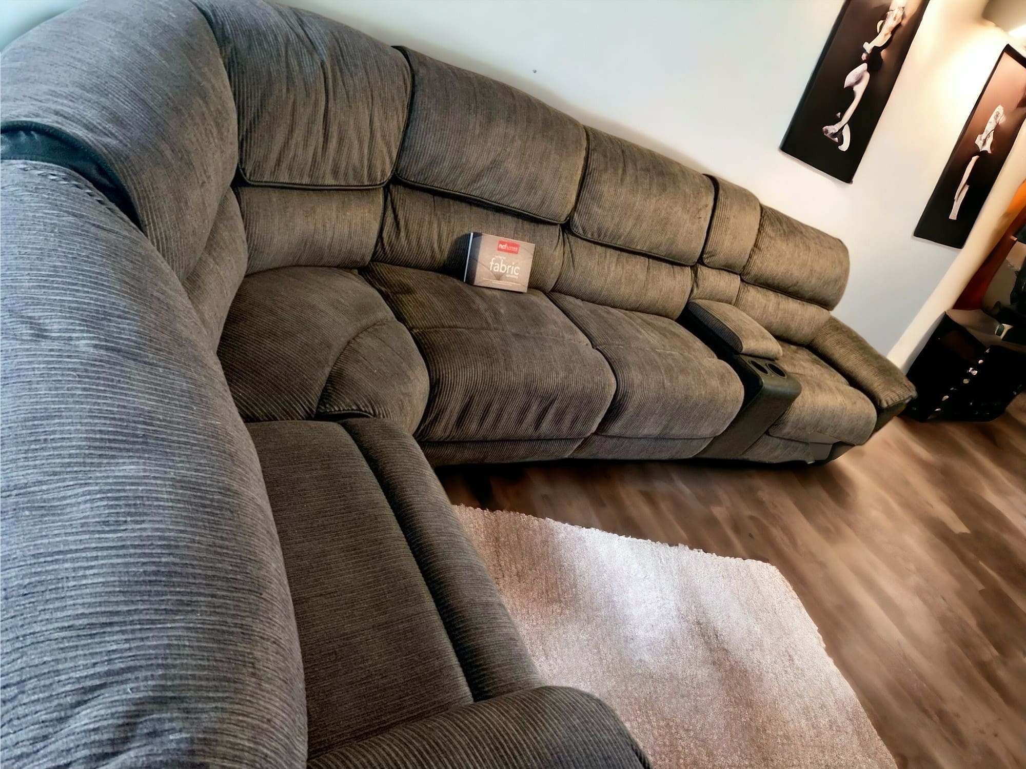 NCF Grey Corner Recliner Sofa with Cup Holders