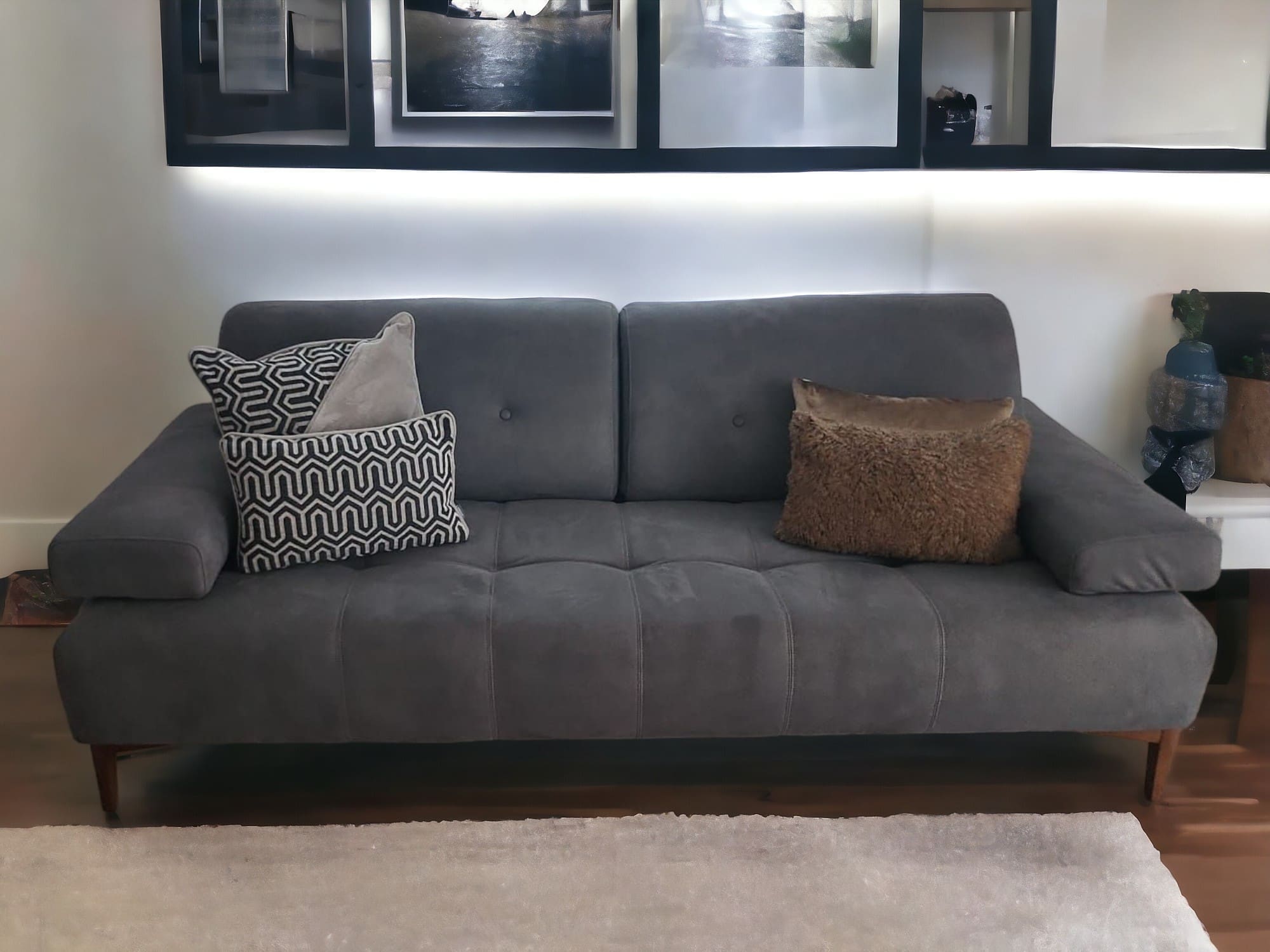 Novia Florida Dark Grey Nubuck 2 Seater Sofa