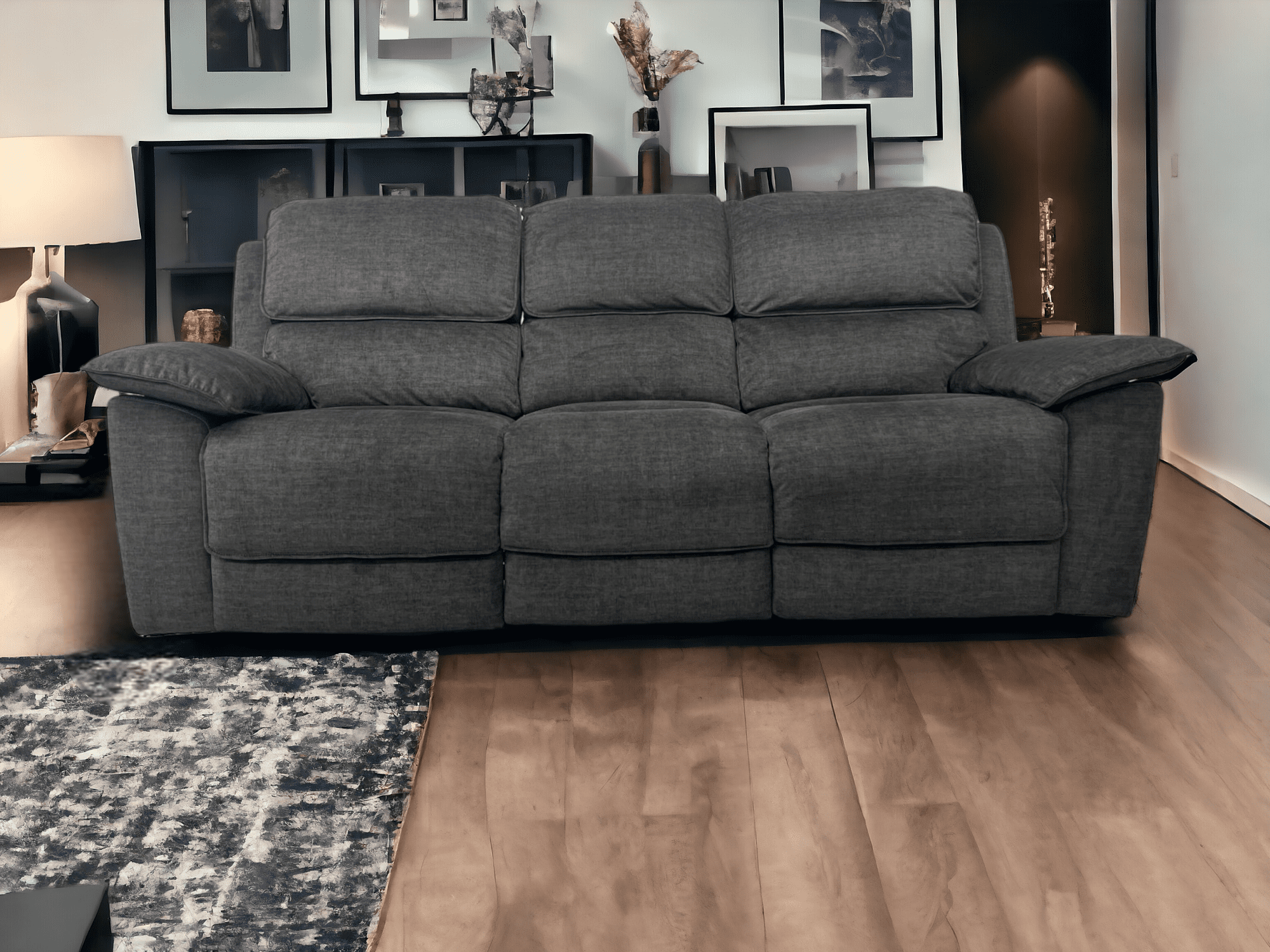 Oak Furniture Land Grey 3 Seater Electric Recliner Sofa