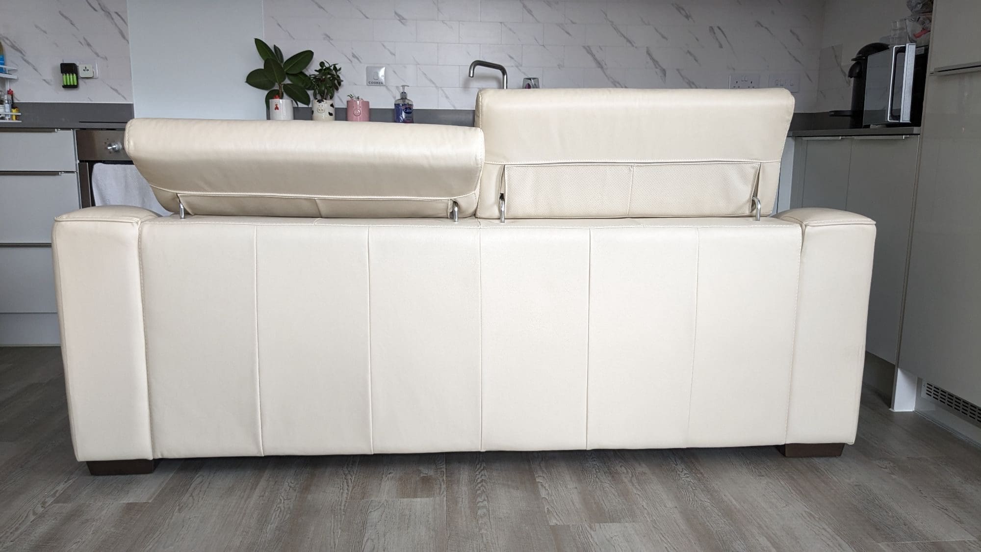 Furniture Village White 2 Seater Sofa with Adjustable Headrests