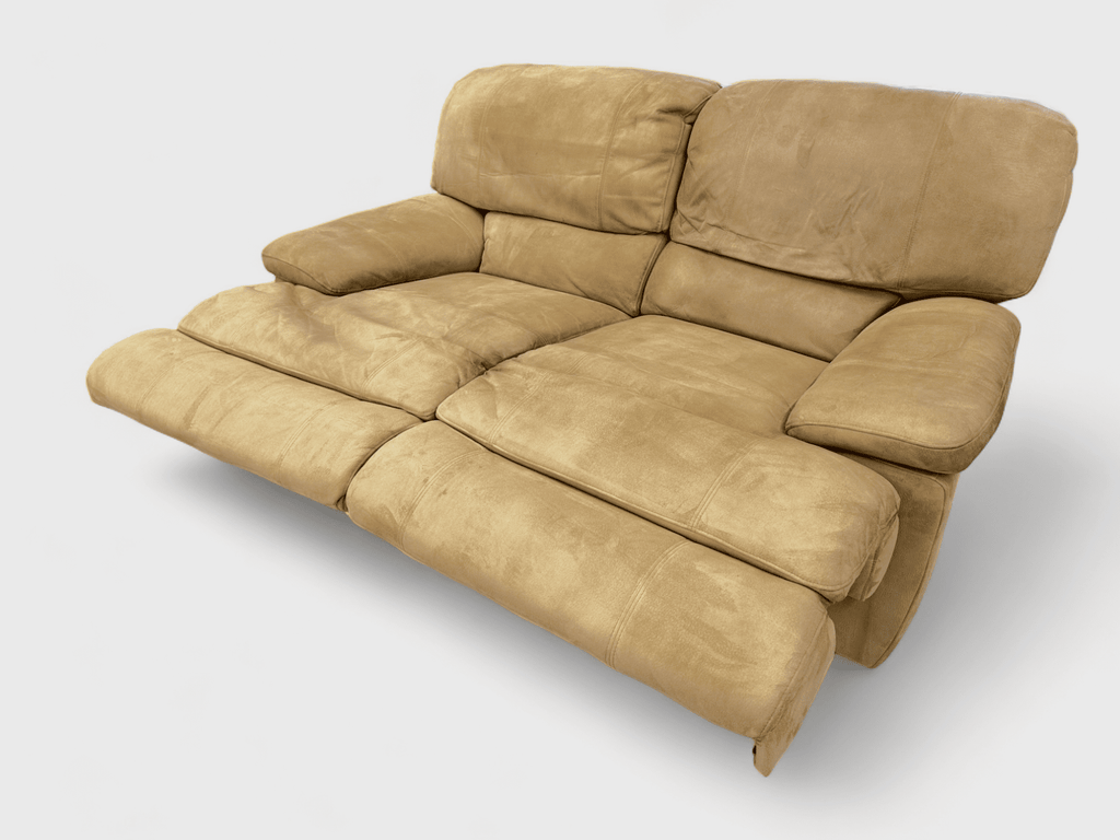 Oak Furniture Land Tan Suede 3 and 2 Seater Manual Recliner Sofa Set