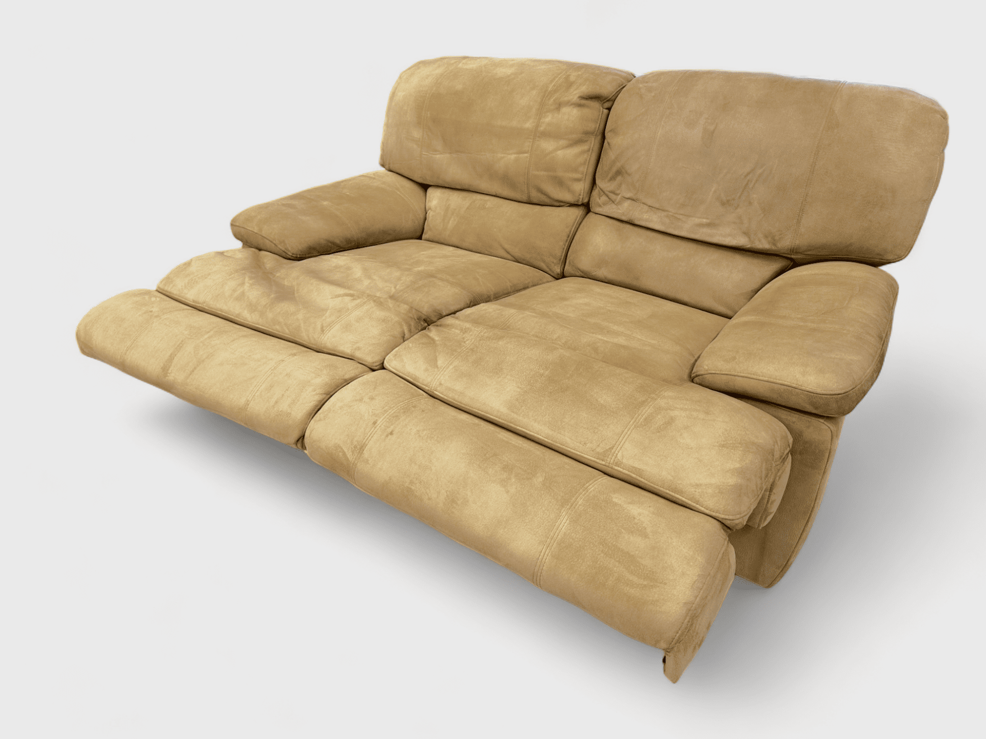 Oak Furniture Land Tan Suede 3 and 2 Seater Manual Recliner Sofa Set