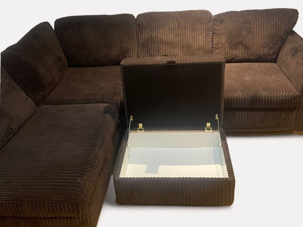 DFS Ledbury Brown Corner Sofa with Footstool
