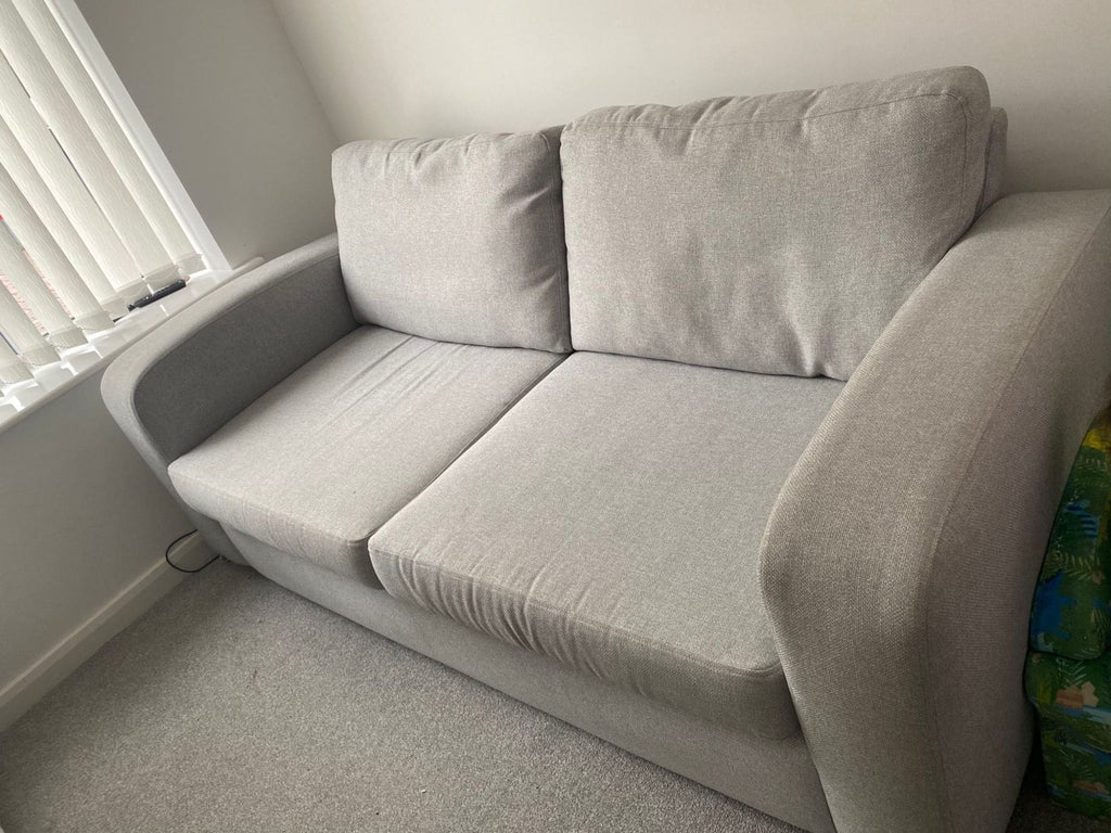 DFS Grey Two 3 Seater Sofas and Footstool