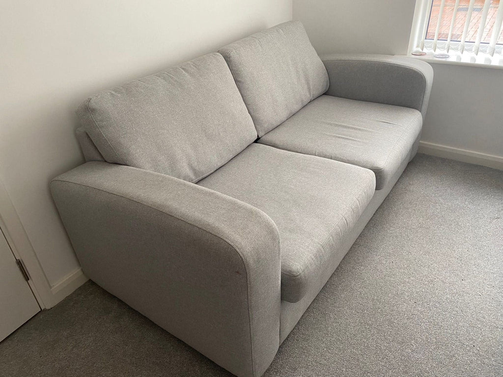 DFS Grey Two 3 Seater Sofas and Footstool