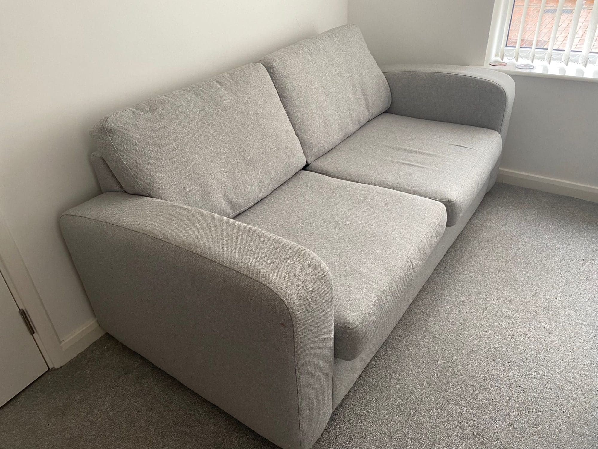 DFS Grey Two 3 Seater Sofas and Footstool