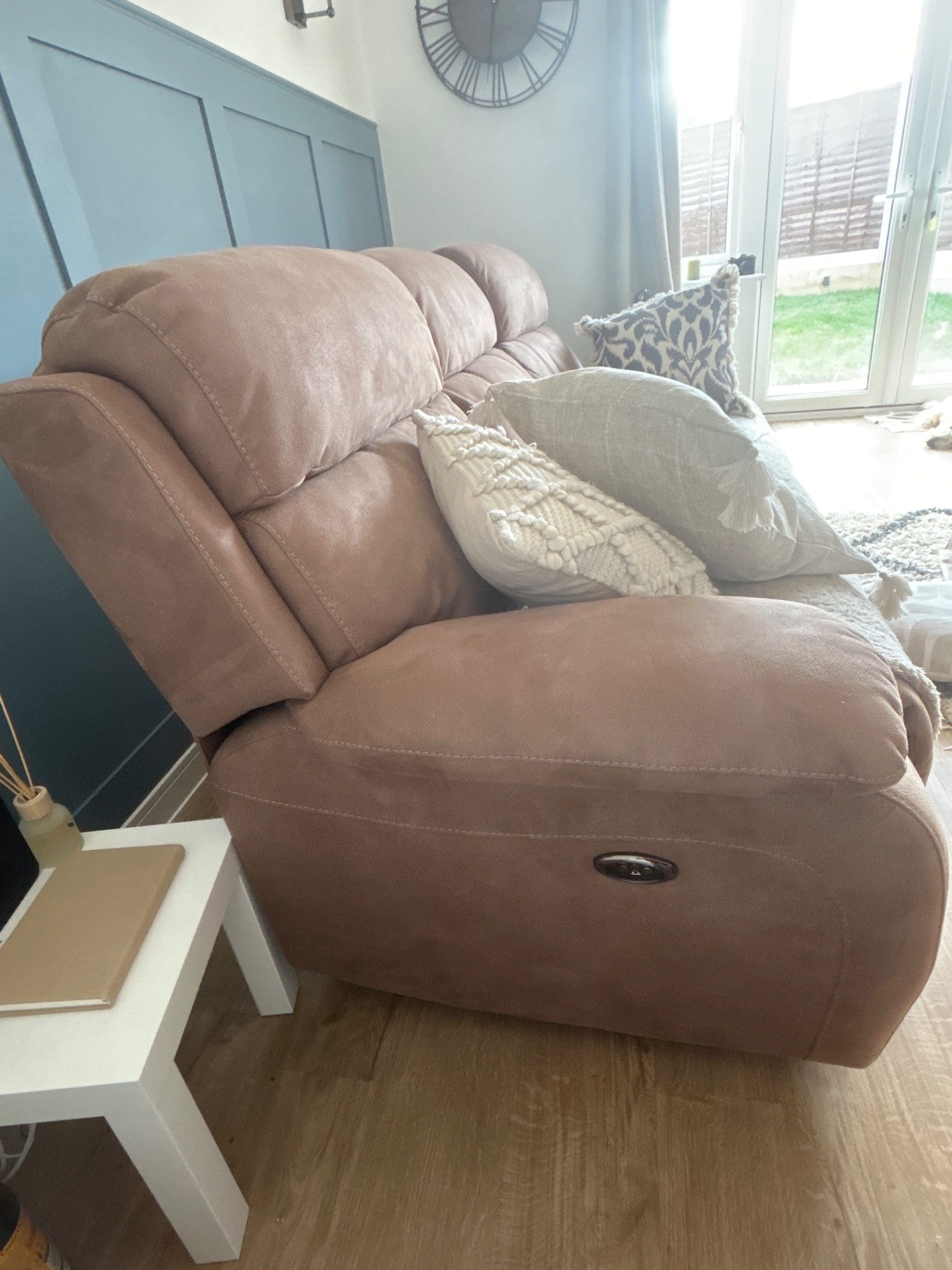 Furniture Village Tan 3 Seater Electric Recliner Sofa