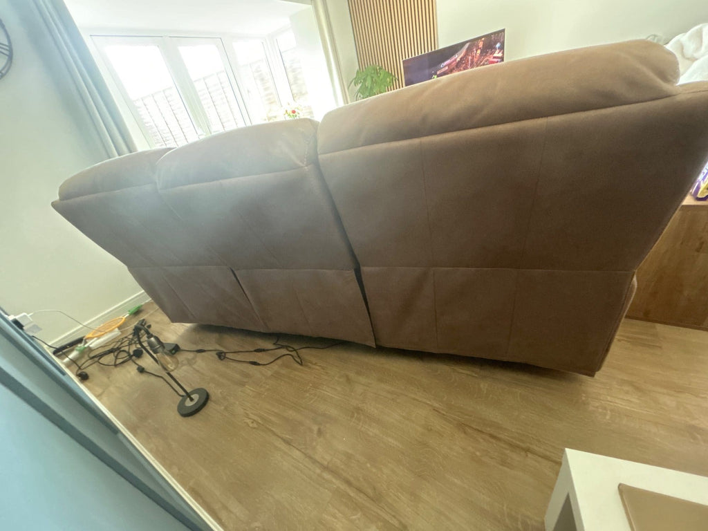 Furniture Village Tan 3 Seater Electric Recliner Sofa