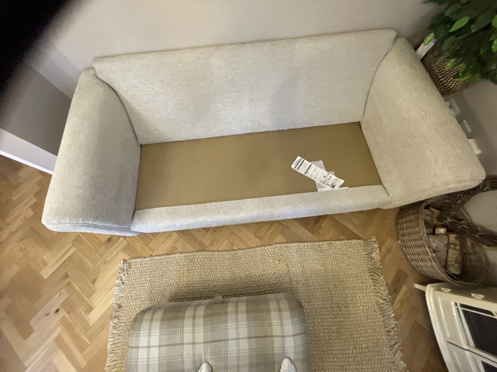 DFS Grey Two 4 Seater Sofas and Footstool