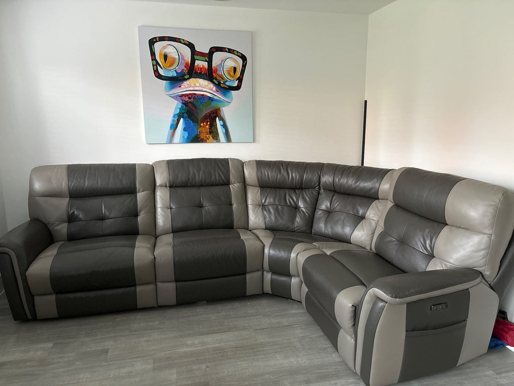 SCS Brown Leather Corner Electric Recliner Sofa