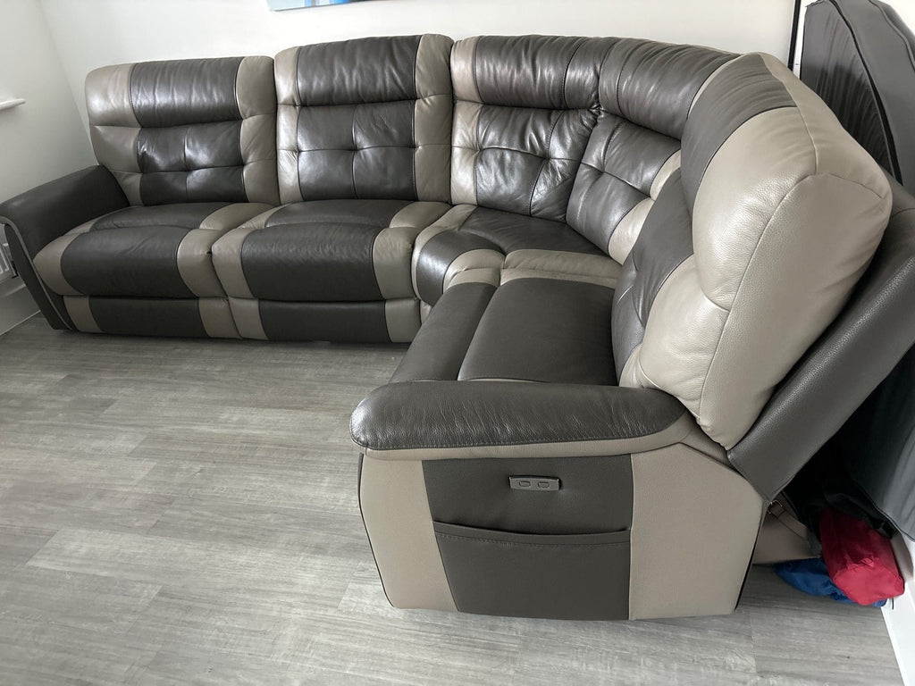 SCS Brown Leather Corner Electric Recliner Sofa
