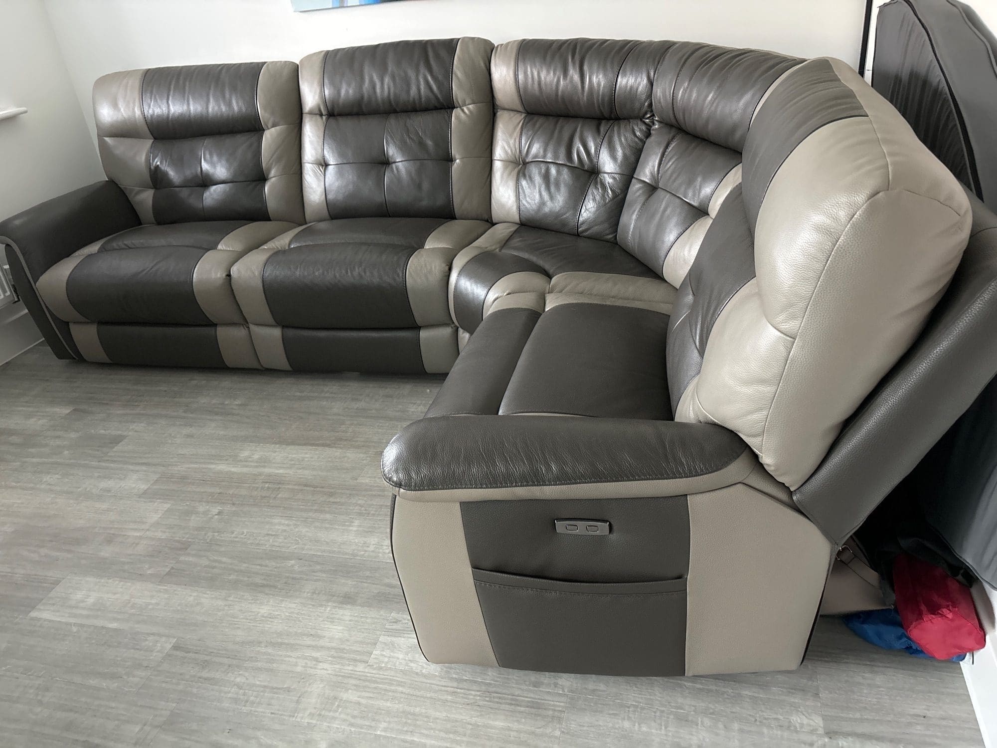 SCS Brown Leather Corner Electric Recliner Sofa