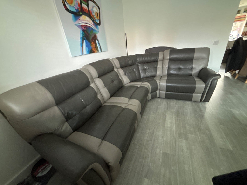 SCS Brown Leather Corner Electric Recliner Sofa