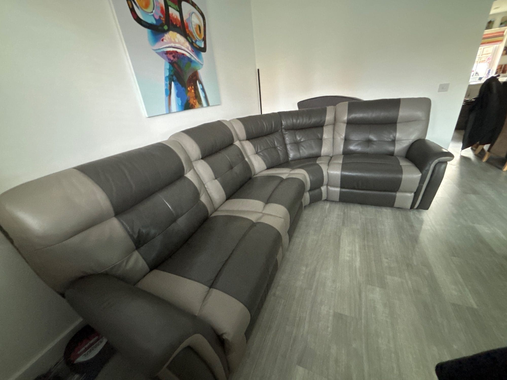 SCS Brown Leather Corner Electric Recliner Sofa