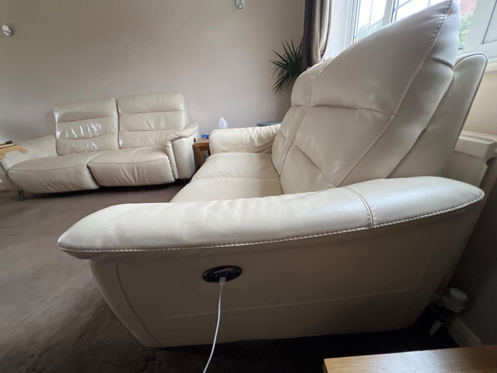 Harveys White 3 and 2 Seater Electric Recliner Sofa Set with USB Ports