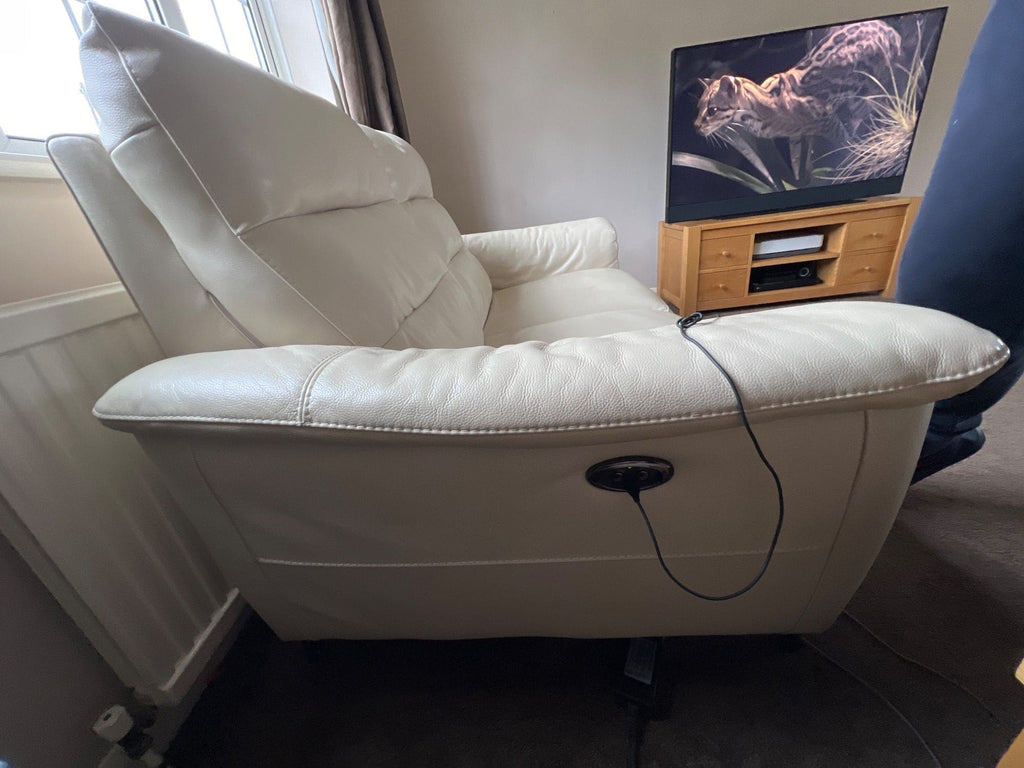 Harveys White 3 and 2 Seater Electric Recliner Sofa Set with USB Ports