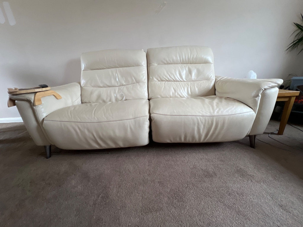 Harveys White 3 and 2 Seater Electric Recliner Sofa Set with USB Ports