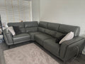 DFS Grey Leather Corner Sofa with USB Ports