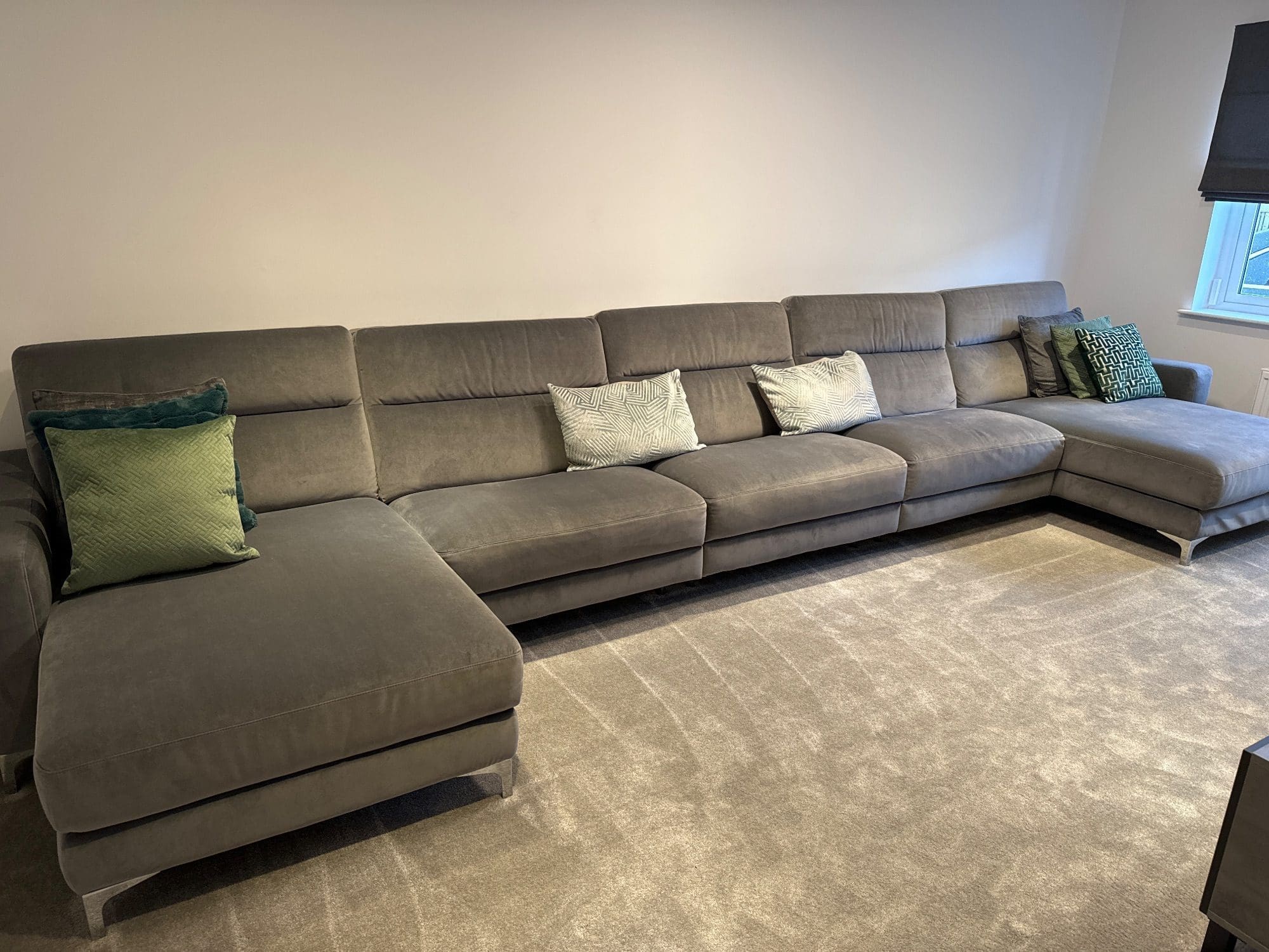 Natuzzi Plush Grey Large U-Shape Sofa