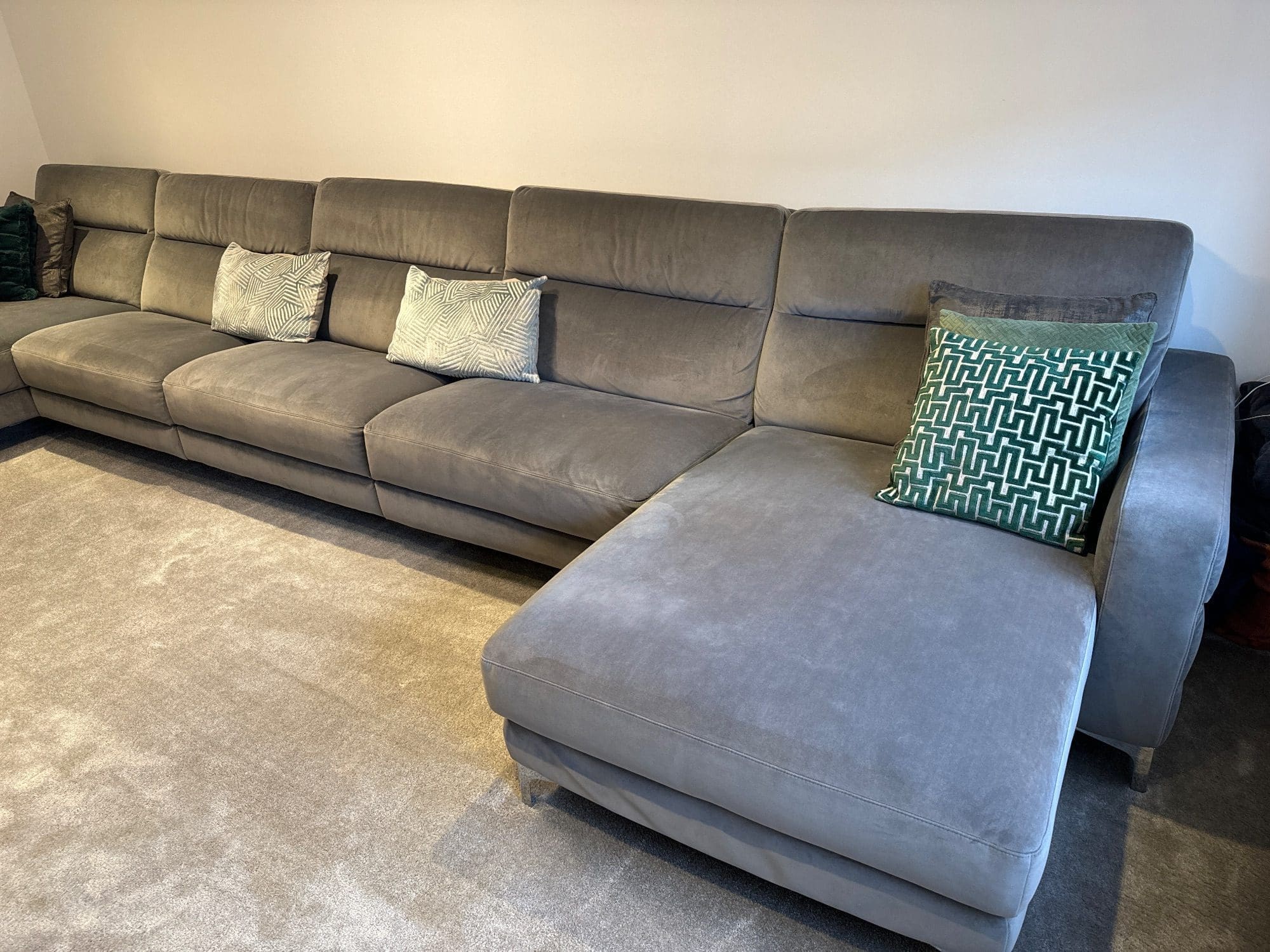 Natuzzi Plush Grey Large U-Shape Sofa