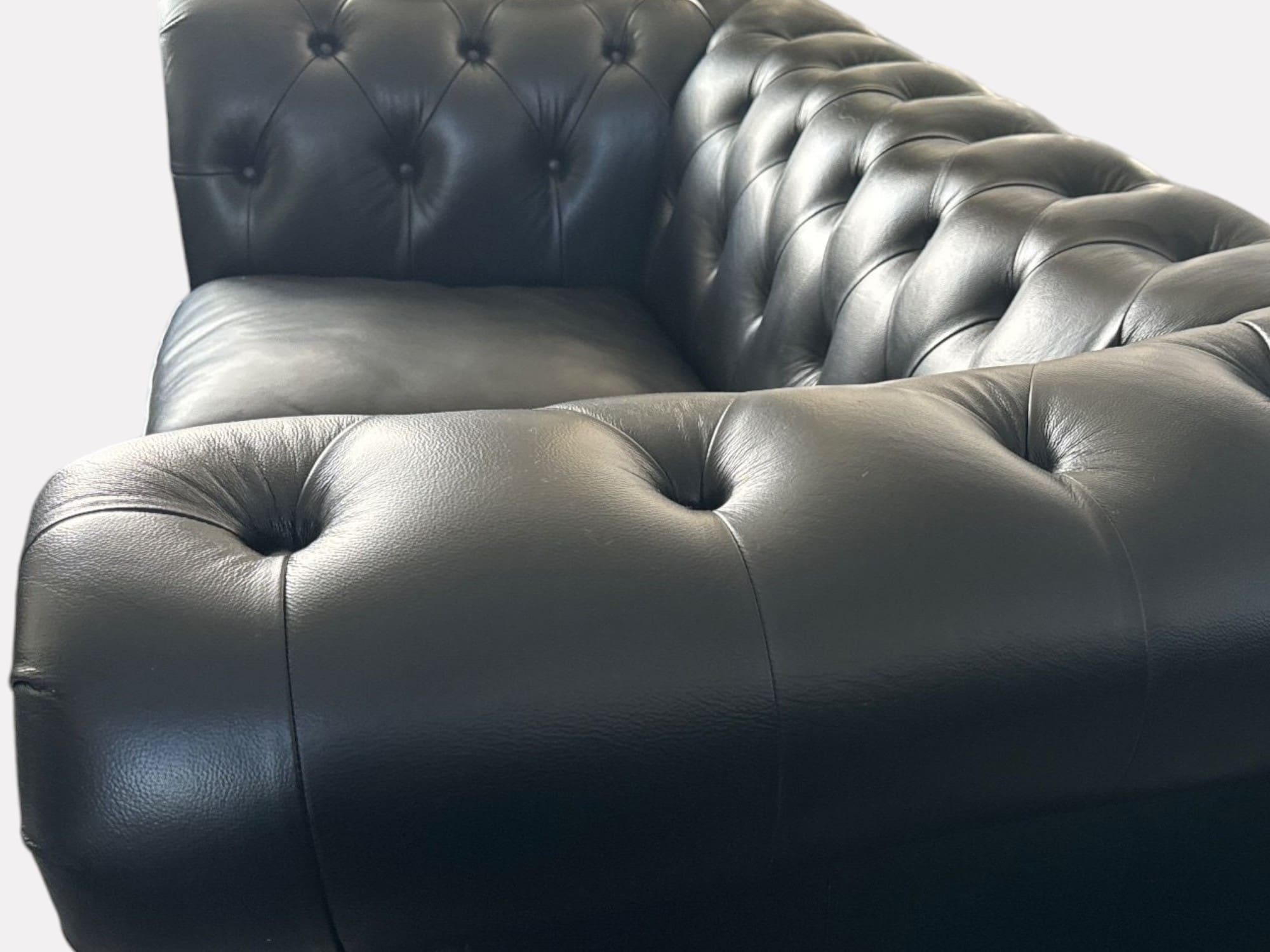 Littlewoods Black Leather 2 Seater Sofa and 2 Chairs