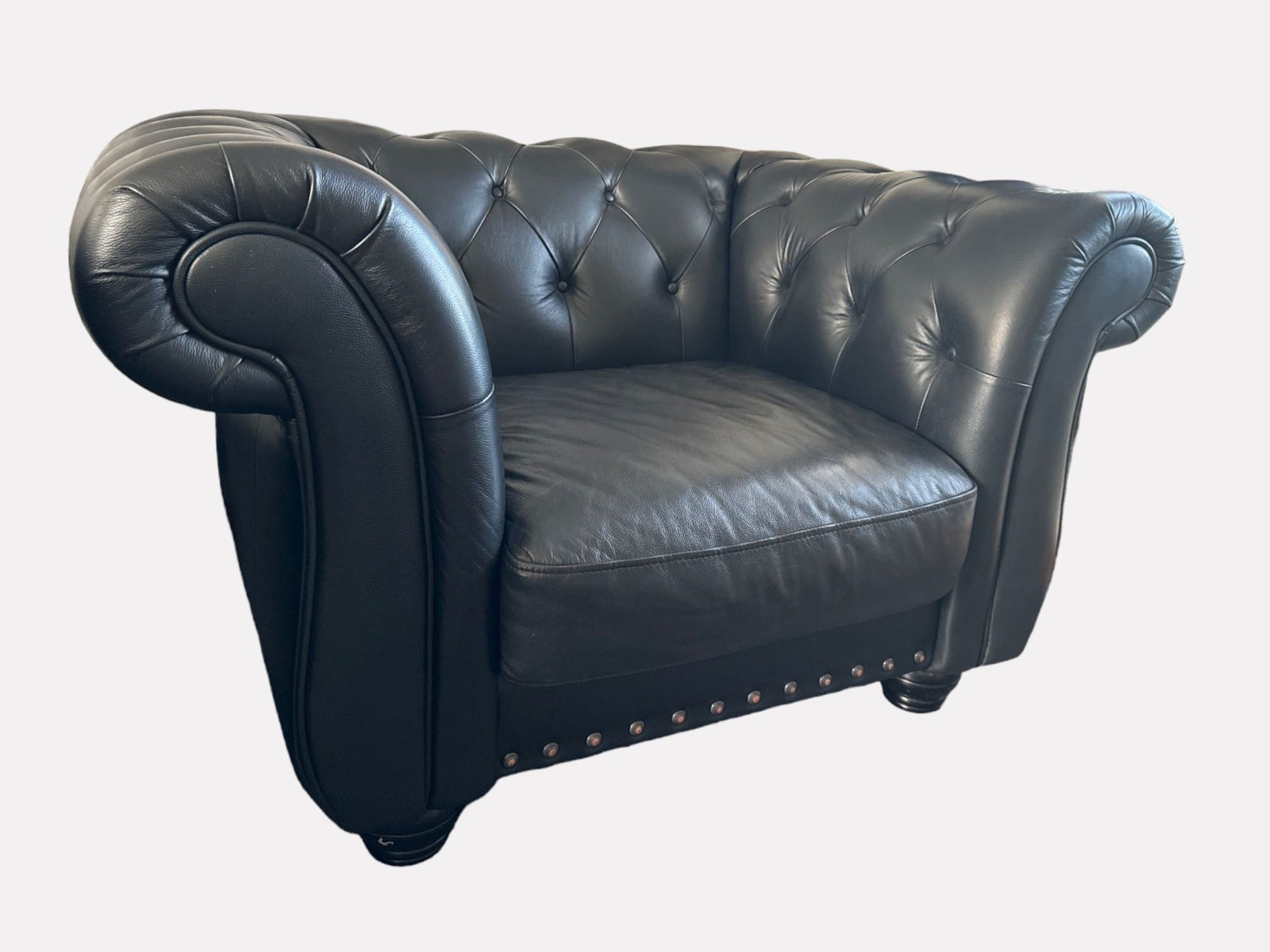 Littlewoods Black Leather 2 Seater Sofa and 2 Chairs