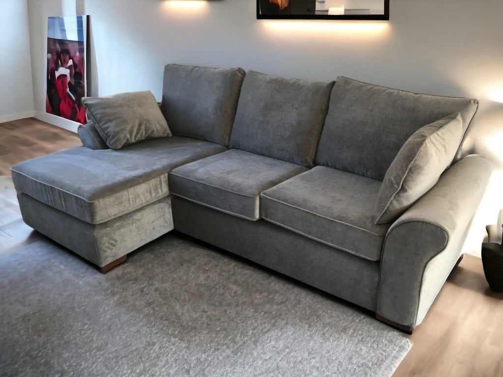 Next Grey L-Shape Sofa with Single Chair