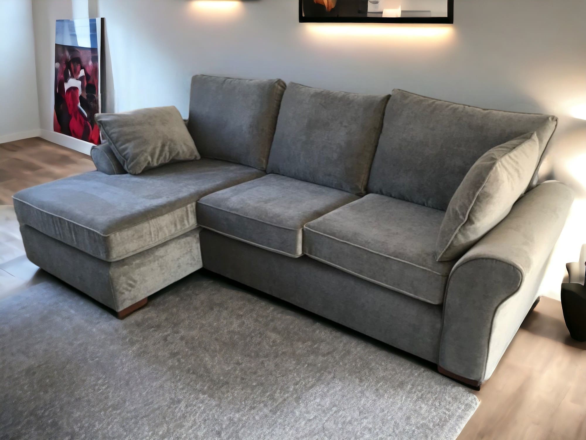 Next Grey L-Shape Sofa with Single Chair