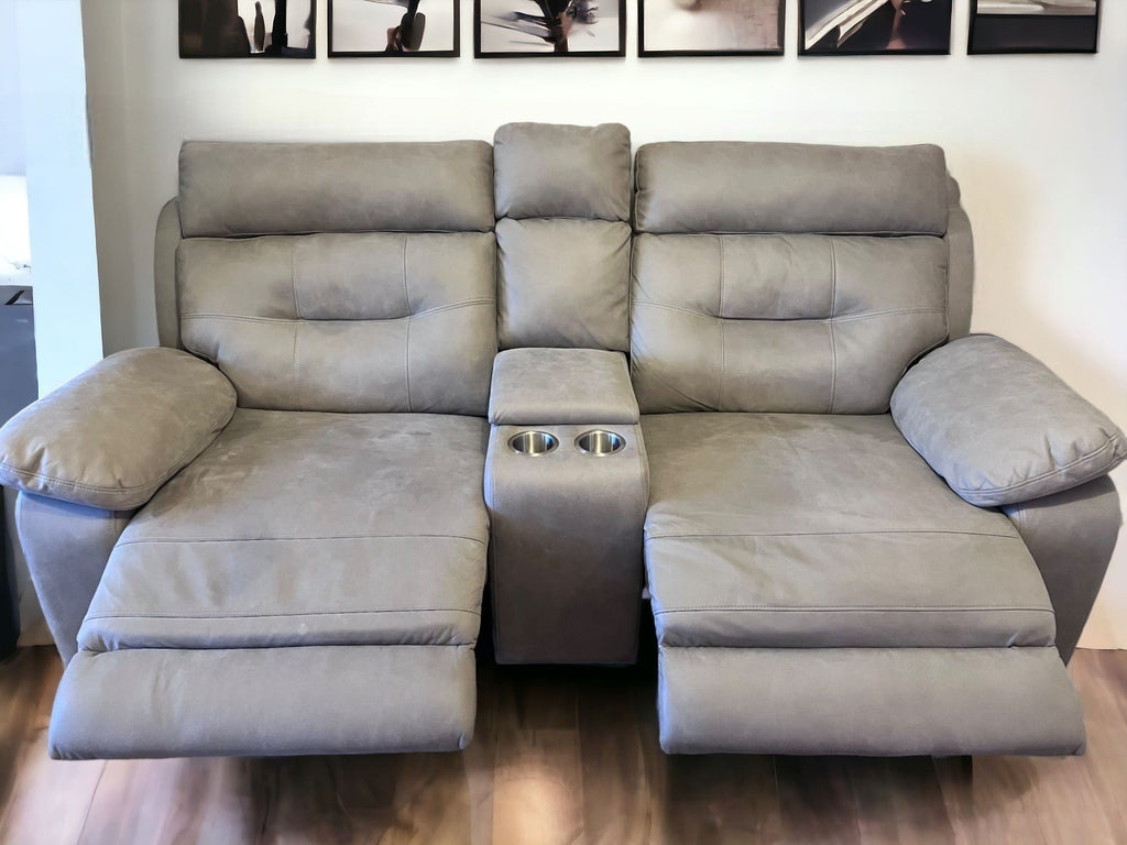 SCS Grey Suede Soft Touch Recliner Sofa