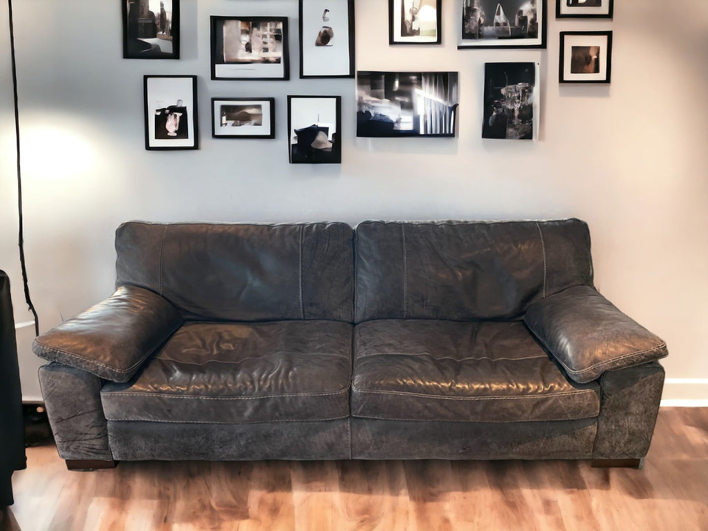 Sofology Brown Leather 4 Seater Sofa